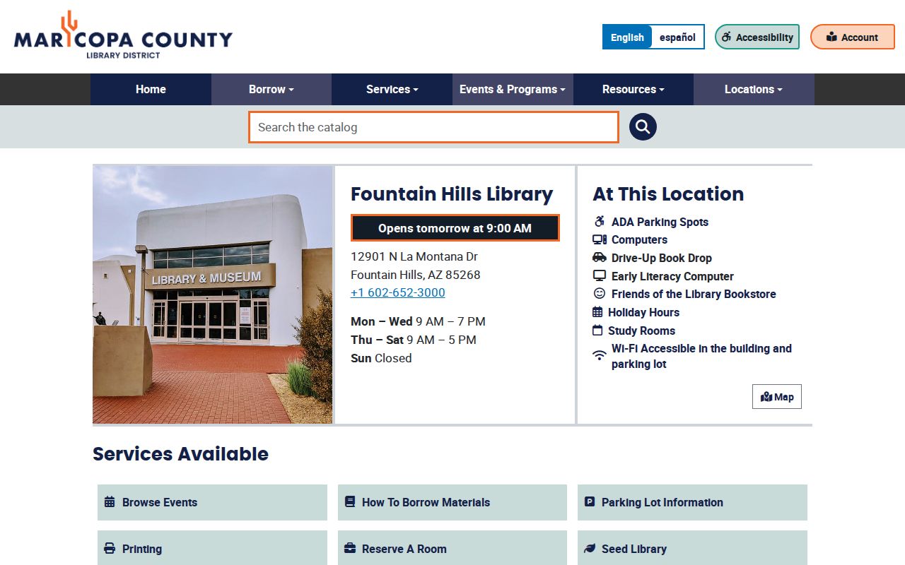 Fountain Hills city directory research at the local library branch