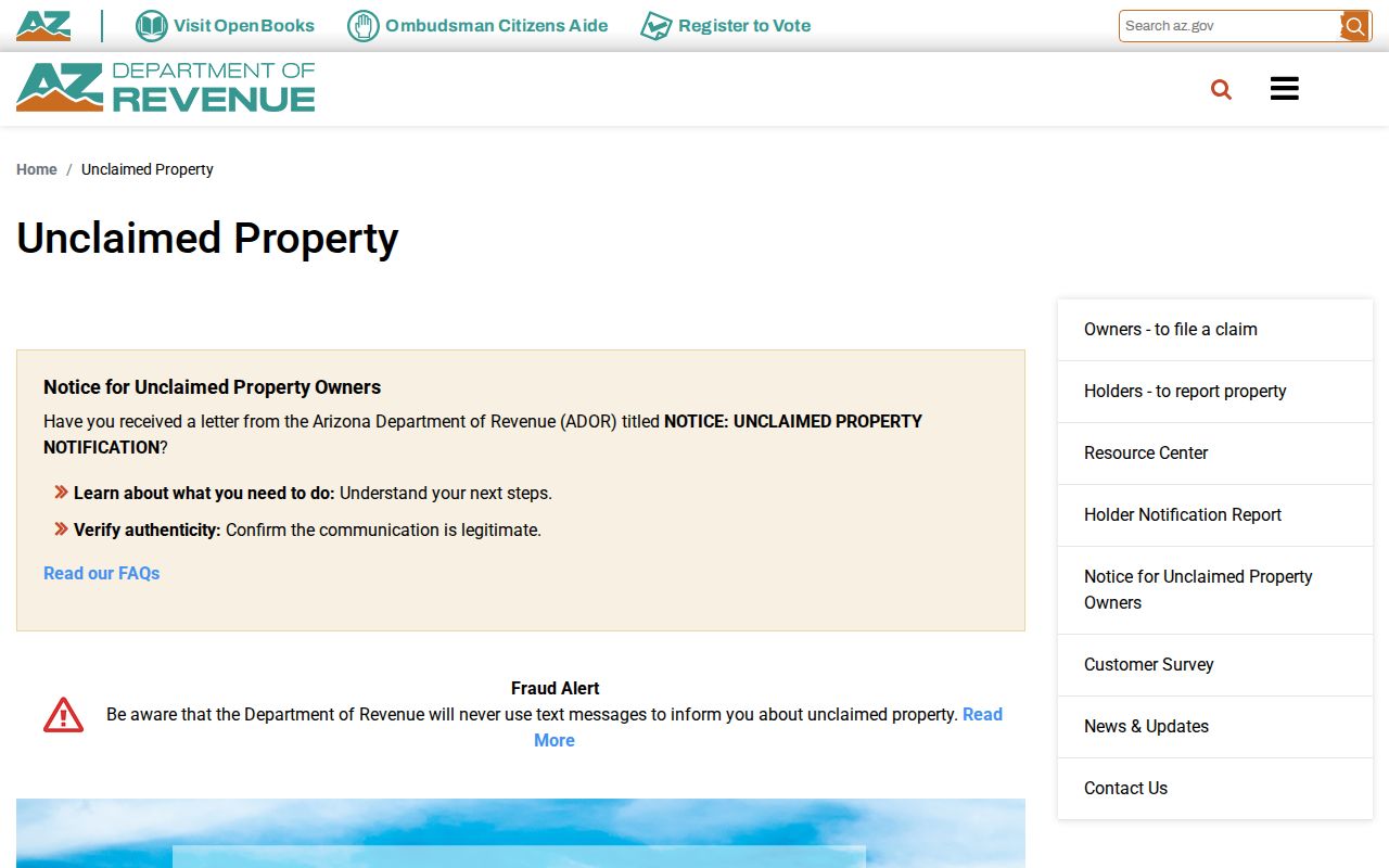 Fountain Hills previous residents Arizona unclaimed property search