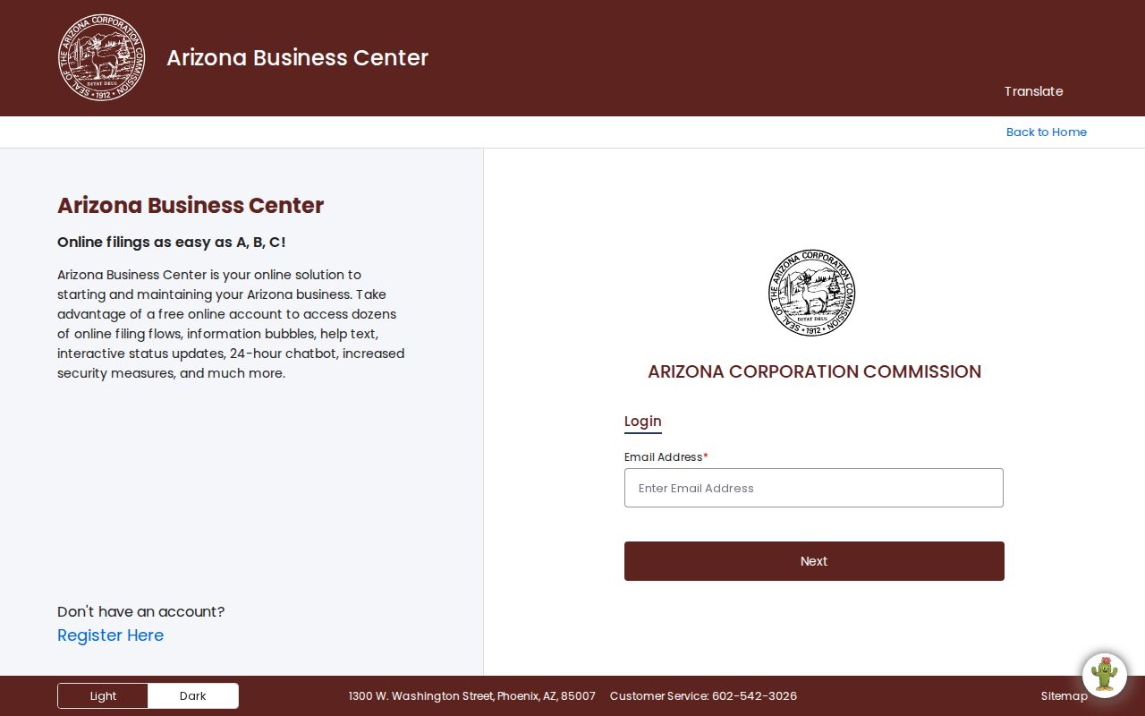 Arizona Corporation Commission eCorp search used for a Fountain Hills resident lookup